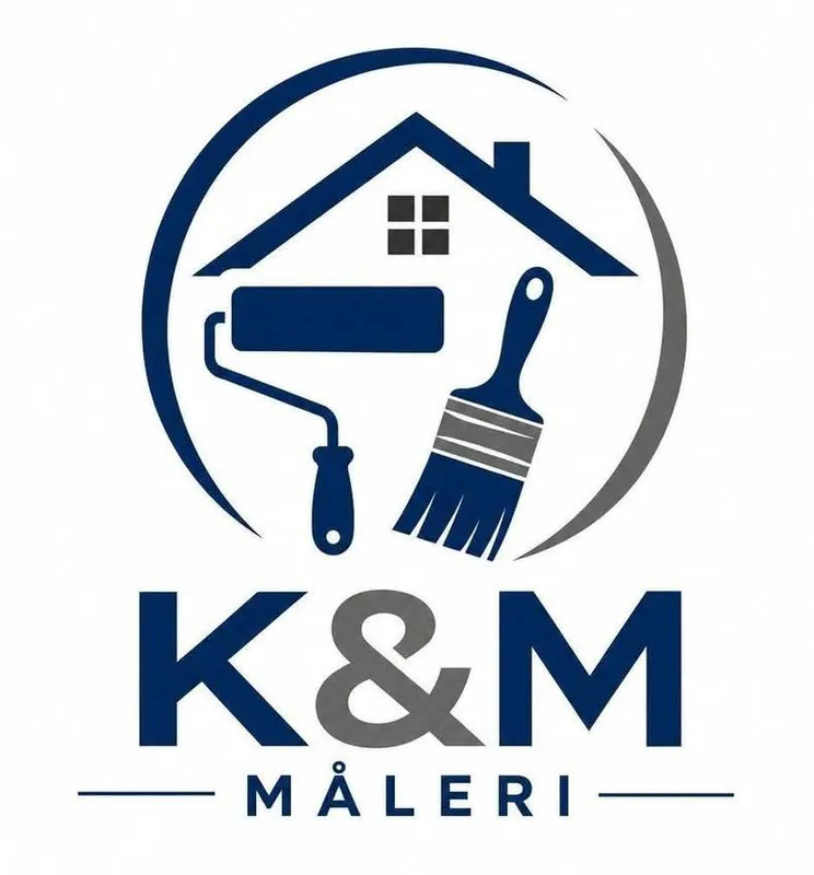 K&M Målers logotyp med hus, roller och pensel
